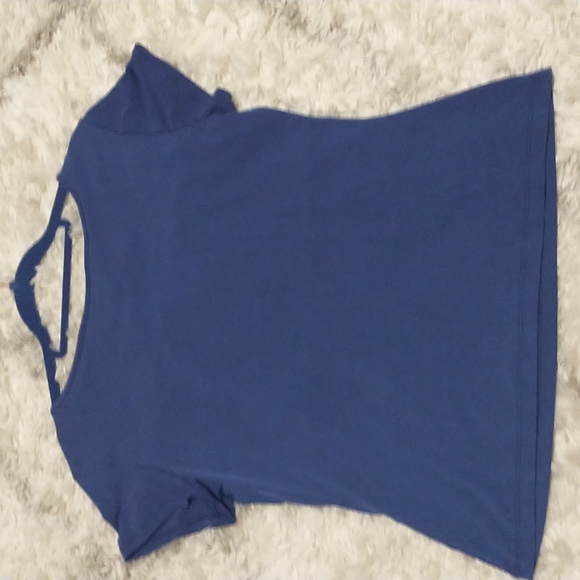 Briggs New York woman's size LP capped sleeve bodice ruching scoop neck blouse - Picture 6 of 6